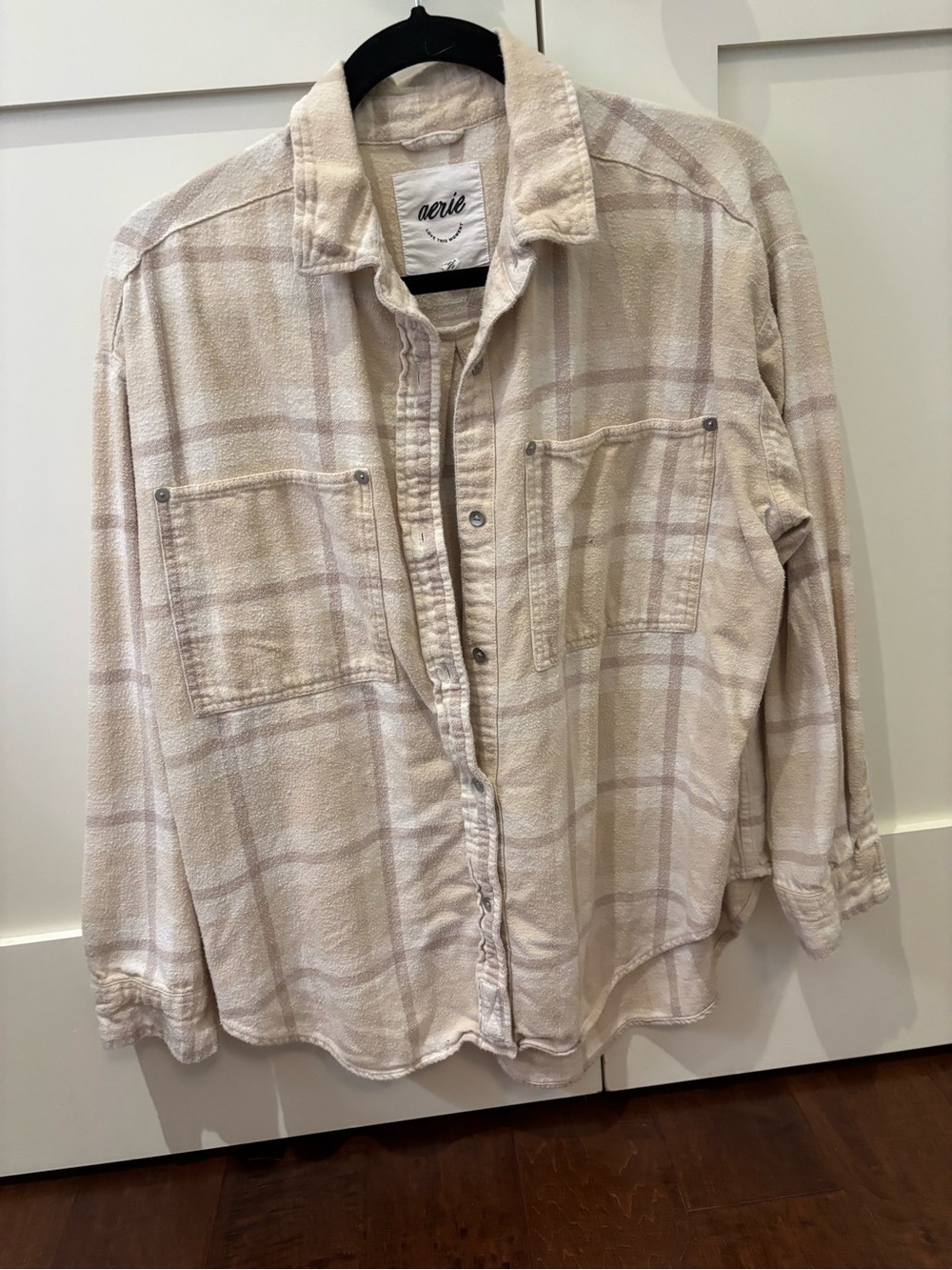 Aerie Cream Plaid flannel shirt